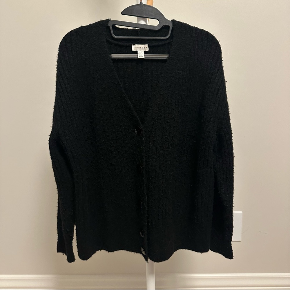 Topshop Black Button Front Ribbed cardigan